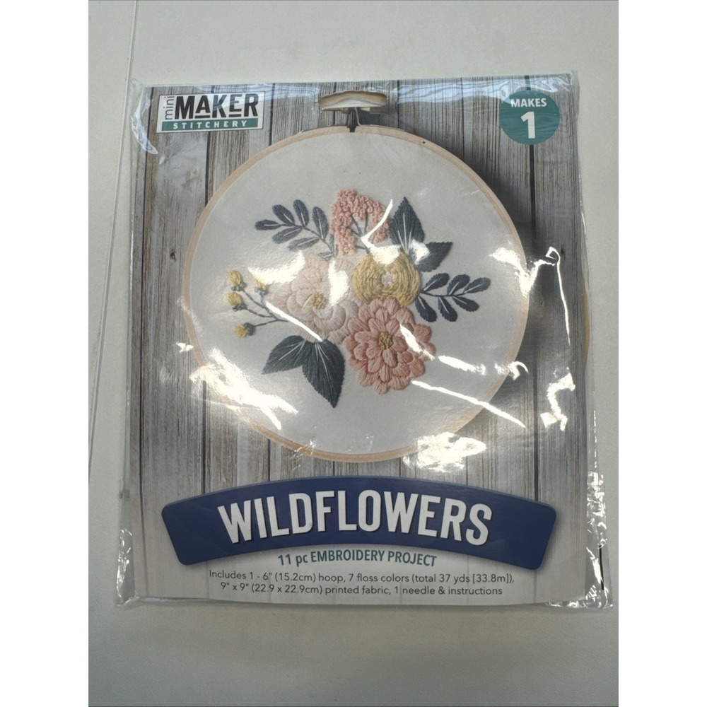 Hoffelt & Hooper Leisure Arts Wildflowers 6" Hoop Crewel Embroidery Kit NIP